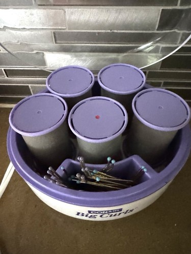 Conair Big Curls 5 Grandes Jumbo Flocado Hot Rollers Pins Ondas Doble Voltio Probado - Imagen 2 de 4