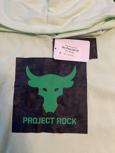 Under Armour Boys Project Rock Rival Fleece Hoodie Youth Large Green 1373628 - Picture 2 of 5