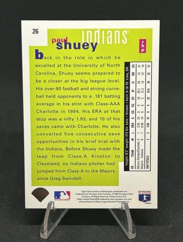Paul Shuey - RC Rookie - Silver Signature 1995 Upper Deck Collector's Choice #26 - Picture 6 of 10