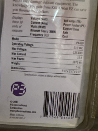 Kill-A-Watt EZ Electricity Usage Power Monitor P3 P4460 - Brand New - Picture 11 of 14
