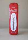 Vintage Drink Coca Cola Red Metal Thermometer Coke Sign of Good Taste 17" x 5"
