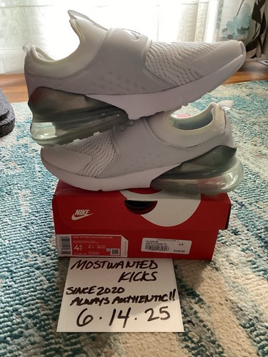 DS 2020 Nike Air Max 270 Extreme White Metallic Silver GS Sz 4.5Y - Picture 3 of 11