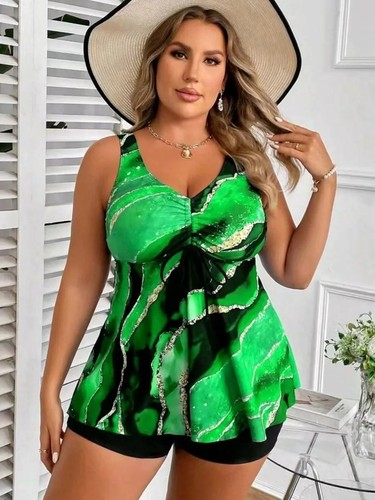 New Women Plus size Sexy Tankini Set w/Shorts Swimsuit Traje de Baño Mujer - Picture 16 of 19