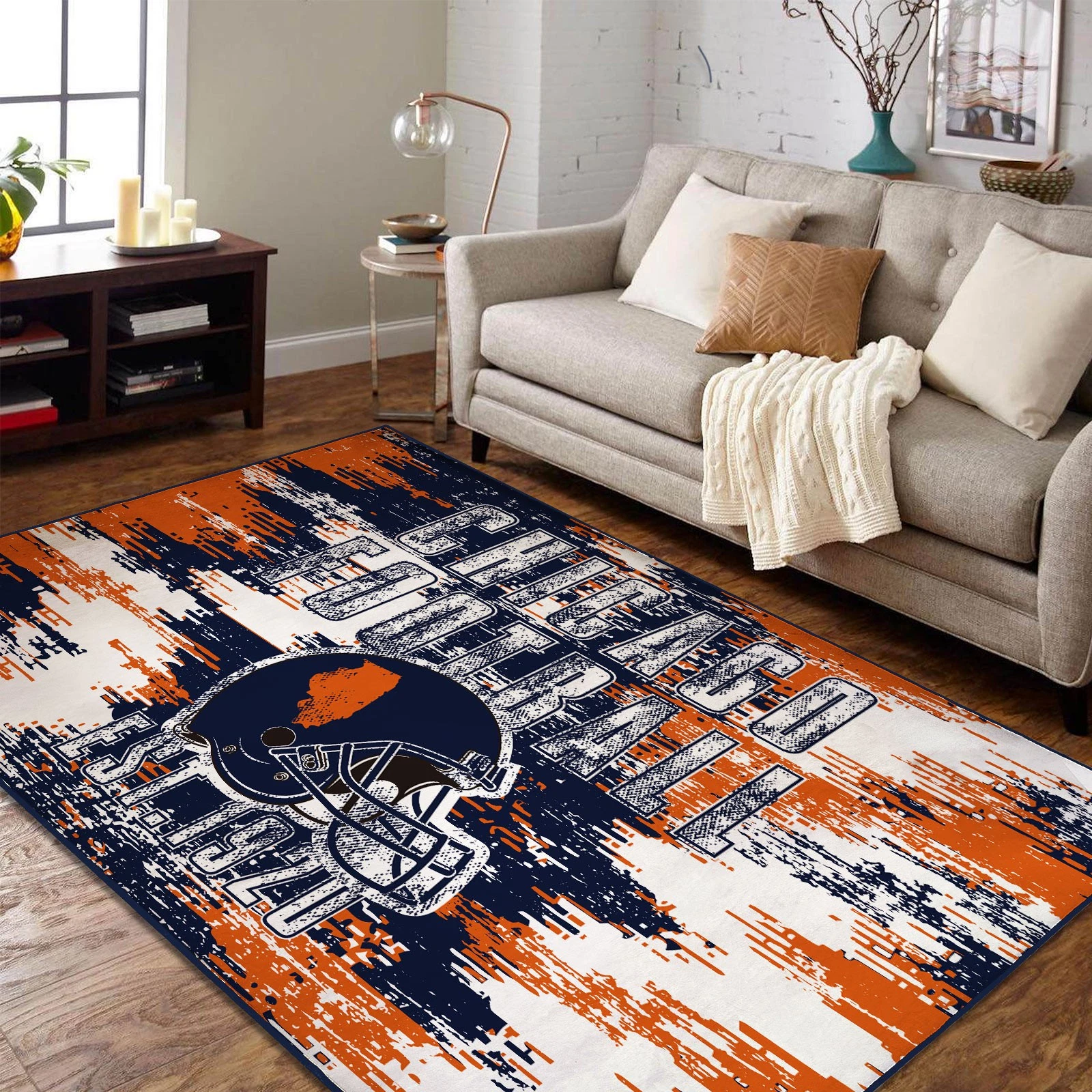 Chicago Football Team Rug Living Room Carpet Man Cave Decor Football Fan Gift