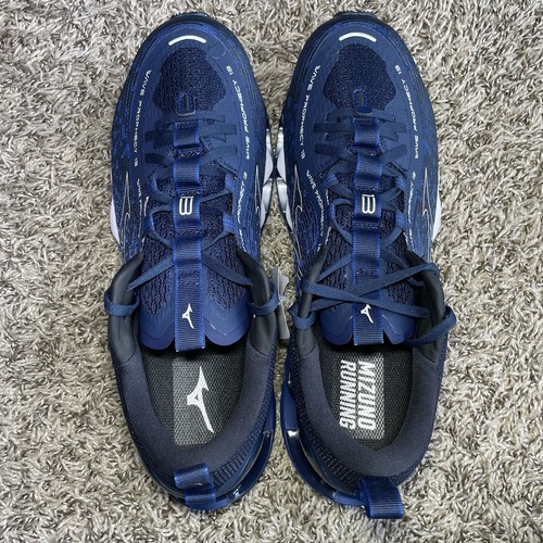 Scarpe da corsa Mizuno Wave Prophecy 13 alte da uomo taglia 12,5 blu performanti NUOVE - Foto 5 di 9