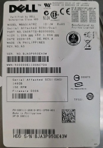 Dell Fujitsu MBA3147RC 146GB 15000RPM SAS Hard Drive 15K RPM With Caddy REF505 - Picture 2 of 4