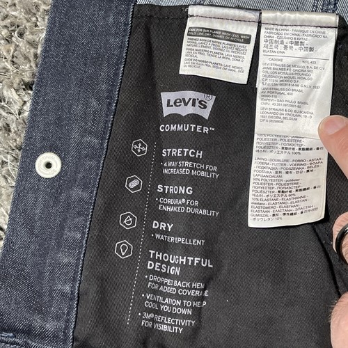 Levi Strauss & Co Denim Jeans Trucker Jacke indigoblau Herren S versteckte Kapuze gebraucht, in einwandfreiem Zustand - Bild 21 von 24