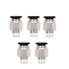Pneumatic 1/4 OD Tube x 1/8 NPT Male Connector Air Push to Connect Fitting 5Pcs