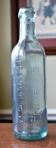 Botella de refresco o cerveza rara E. A. Bain Petersburg, Virginia Blob Top tapa aplicada 8 1/2" - Imagen 5 de 12