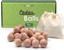 Cedar Balls for Clothes Storage 40 Pack - 100% Natural Red Cedar Blocks for Clot