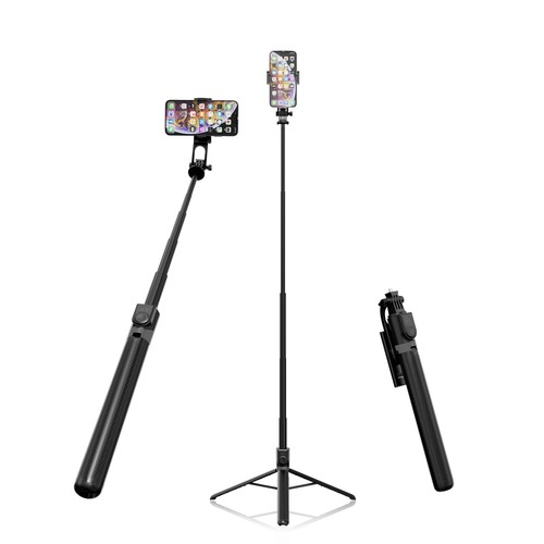 71” Tall Selfie Stick Quadripod with Remote & 360° Ballhead, Aluminum Alloy E...