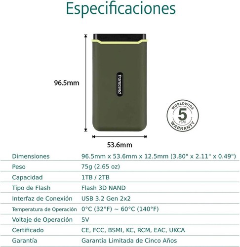 Transcend 1TB USB 3.2 Gen 2x2 USB Type-C ESD380C Portable SSD Solid State Drive - Bild 5 von 10