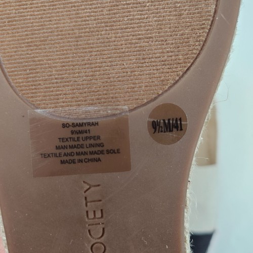 Sole Society Espadrille Flats Size 9.5 Black Tan Canvas Slip On Minimalist Shoes - Picture 10 of 10