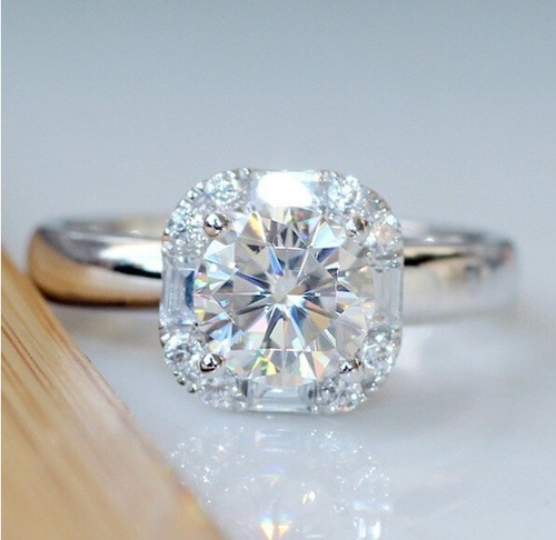 Plated Silver White Moissanite Engagement Wedding Ring Queen Gift Sz 6-10 - Picture 10 of 11