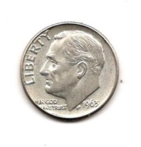 1963 D Roosevelt Dime 10c - 90% Silver US Coin AU/BU condition FREE SHIPPING