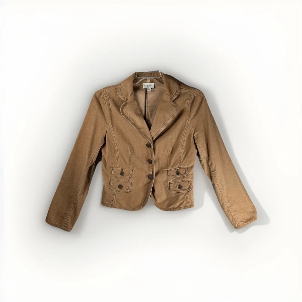 Chaqueta Blazer Preppy Ann Taylor LOFT Tostada Pana Informal Otoño Clásica Y2K 10 Foto 2 de 4