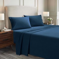 Paisley or Solid Flannel Cotton Sheet Set, Fuzzy Warm Sheets, Traditional Boh...