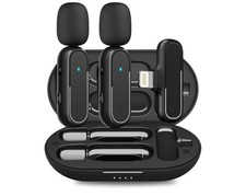 Wireless Lavalier Microphone for iPhone iPad, Lapel Mics Plug-Play 2.4G Ultra...