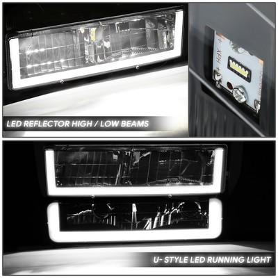 C-LED DRL] For 88-93 Chevy C10 C/K 1500 2500 Headlight Bumper Corner Lamp Smoke