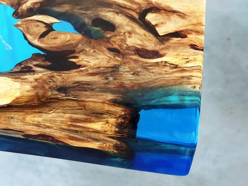 Walnut Epoxy Resin Dining Table Blue Ocean Resin Table,Tropical-style Decor - Image 4 of 4