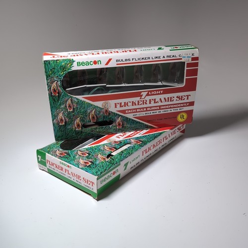 2 Sets! Christmas Tree Decor Beacon Flickering Flame Tip 7 Bulb Set NIB Works! - Picture 2 of 3