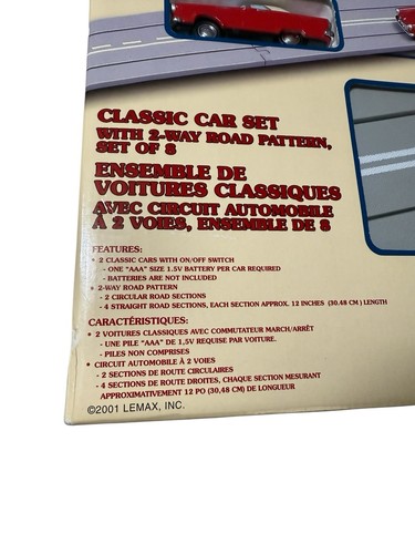 Lemax Classic Car Set with 2-Way Road Pattern 14677A Village Collection NOS NIB - Picture 4 of 10