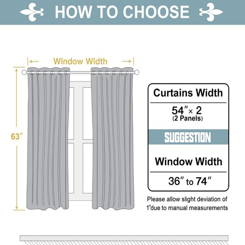 2 PC Heavy Thick Blackout Grommet Window Curtain Drape Treatment Room Darkening - Picture 116 of 151
