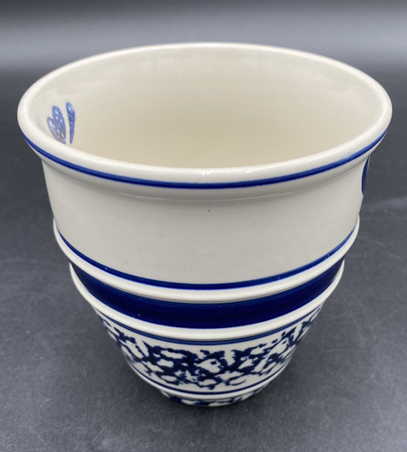 Tienshan Large Stoneware Coffee Mug, Blue Hearts & Spongeware, Banded, 16 oz. - Picture 2 of 8