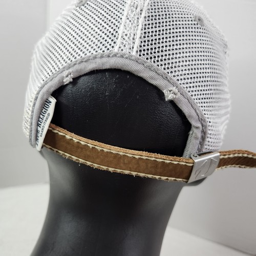 TRUE RELIGION Hat Cap Gray Leather Strapback Embroidered Logo Mesh Back OS - Picture 5 of 10
