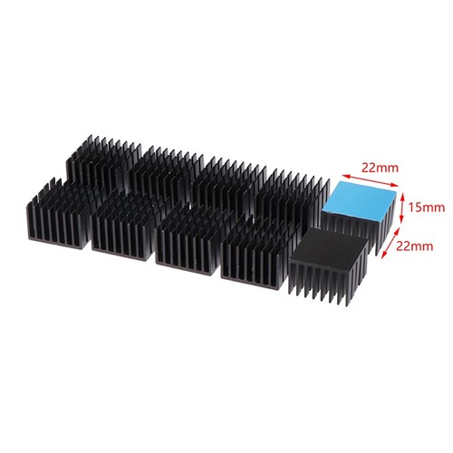 5Pcs Dissipateur Thermique Radiateur Refroidisseur 22*22*15mm avec Ruban Thermique pour Puce Électronique IC*