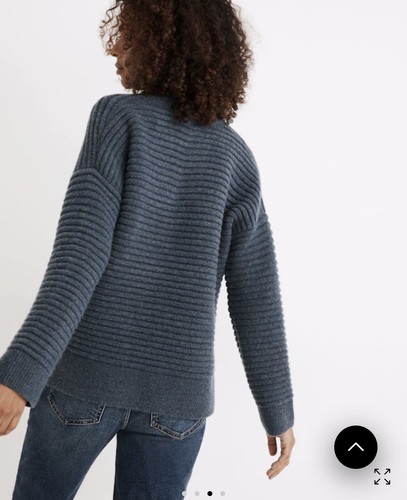 Suéter Suéter Madewell Elsmere $98 Lana Brezo Azul Lago Acanalado Mujeres XS USADO EN EXCELENTE ESTADO - Imagen 2 de 11