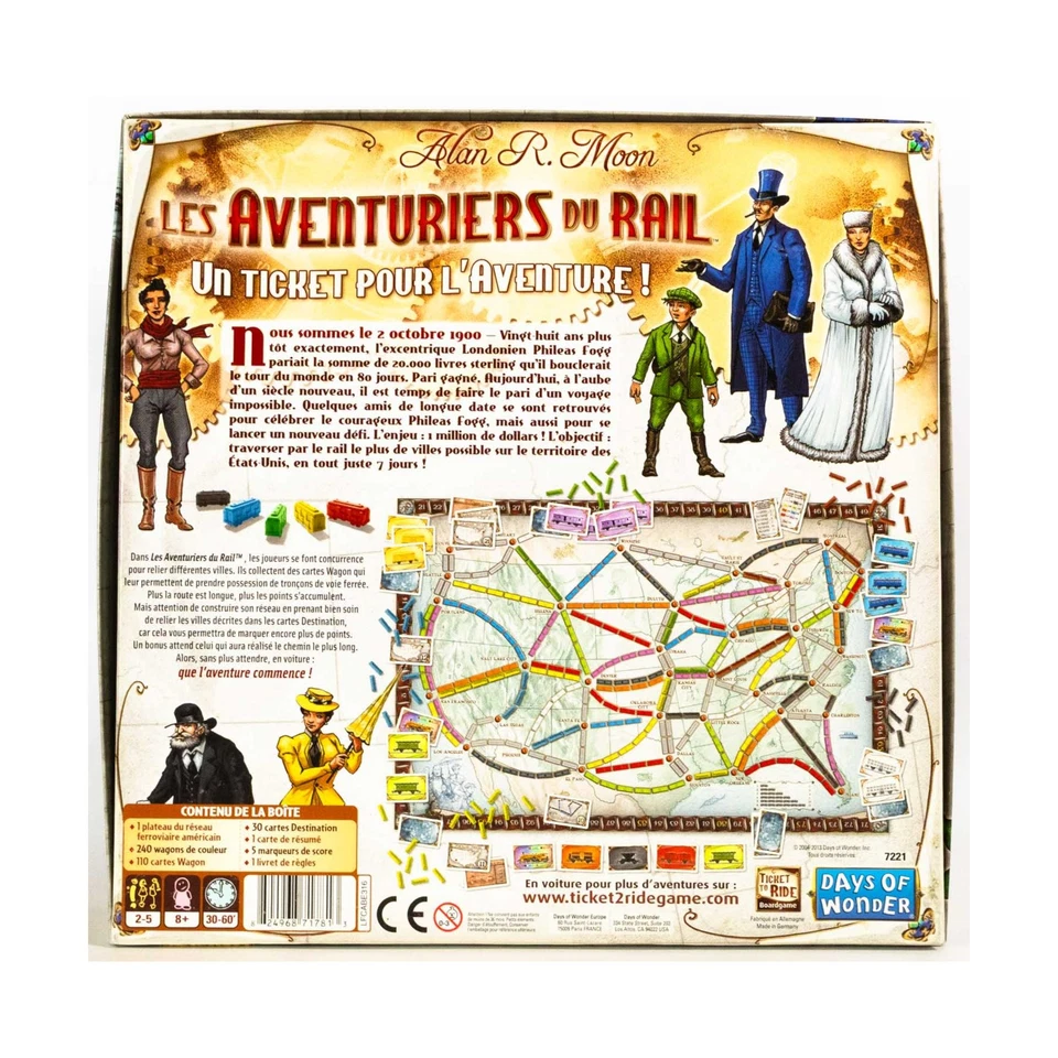 Days of Wonder Ticket To Ride Les Aveturiers Du Raíl (Ticket ) Caja Ex /NM - Imagen 2 de 2