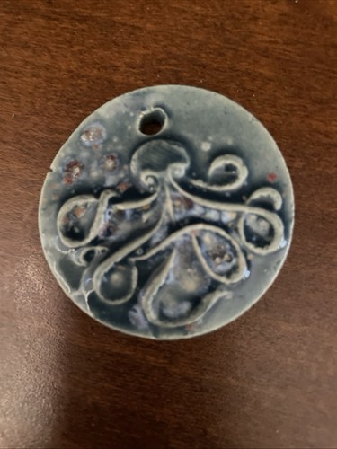 Keramik Keramik Anhänger hängend handgefertigt Kunst Oktopus 2018 Peter Hazel 2" - Bild 4 von 6