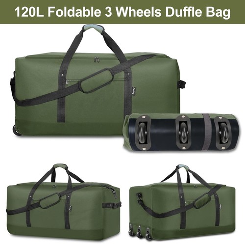 120L Foldable Rolling Duffel Bag with 3 Wheels, Travel Duffel Bag , 32 Inch - Picture 3 of 11