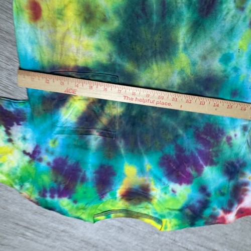Handmade Tie Dye Pocket Tee Shirt Crew Neck Adult S FOTM Rainbow Trippy Psych - Picture 3 of 5