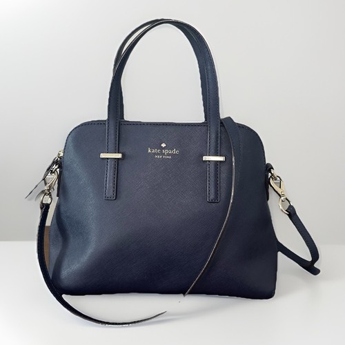 Kate Spade Cedar Street Maise Satchel Bag Navy Saffiano Leather Crossbody Strap