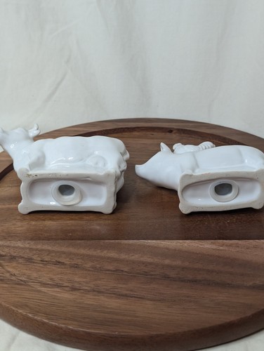 Farmhouse Cow Pig Chicken Salt & Pepper Shakers Ceramic White - Picture 5 of 6