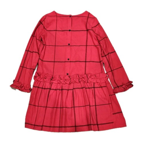 Gymboree Girl Red Holiday Checkered Plaid Ruffle Long Sleeve Dress 12 - Picture 5 of 5