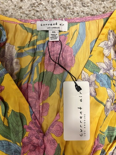 NWT Current Air Sereia Botanical Motif Midi Dress, Yellow, XS - Picture 3 of 5