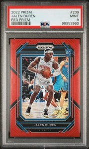 2022 PANINI PRIZM RED PRIZM #239 JALEN DUREN 134/299 PSA 9