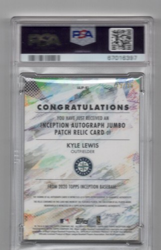 2020 Topps Inception - Inception Autograph Jumbo Patch Kyle Lewis #IAJP-KL... - Picture 2 of 2
