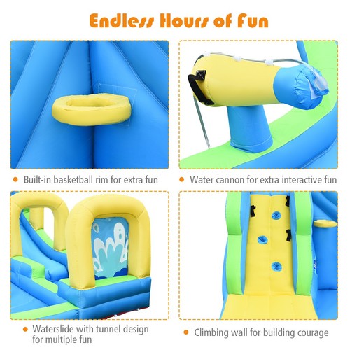 Inflatable Water Slide Kids Bounce House Castle Splash Water Pool W/ 750W Blower - Picture 8 of 12