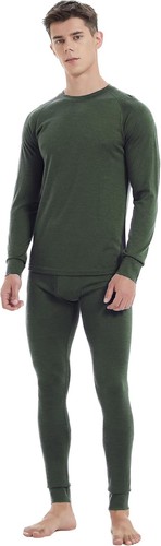 Men 100% Merino Wool Base layer Set Winter Underwear Bottom Long Sleeve Top Gift - Picture 13 of 44