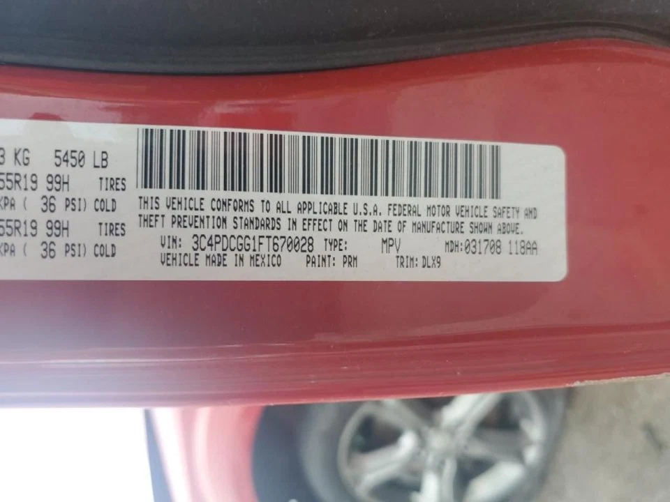 Dodge Journey 2015 reposabrazos usado SUV de 4 puertas negro OEM 241-02474 C25664 Foto 2 de 4