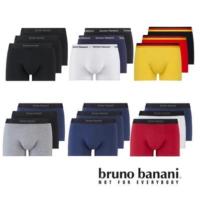 Bruno Banani 3er Pack Herren Boxershorts Schwarz Rot Blau Weiß Grau Gr. S - 3XL - Bild 1 von 4