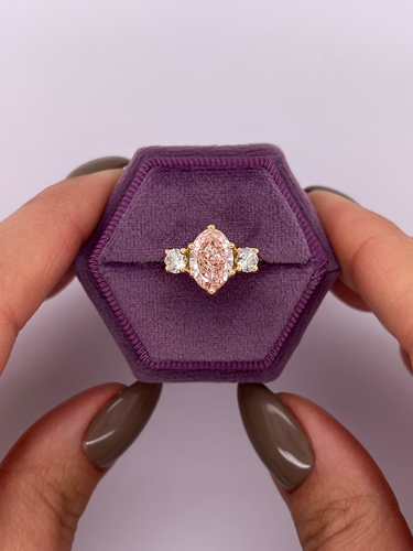 1.00Ct Vivid Pink Lab Grown CVD Diamond IGI 14k Yellow Gold Engagement Ring - Picture 4 of 12