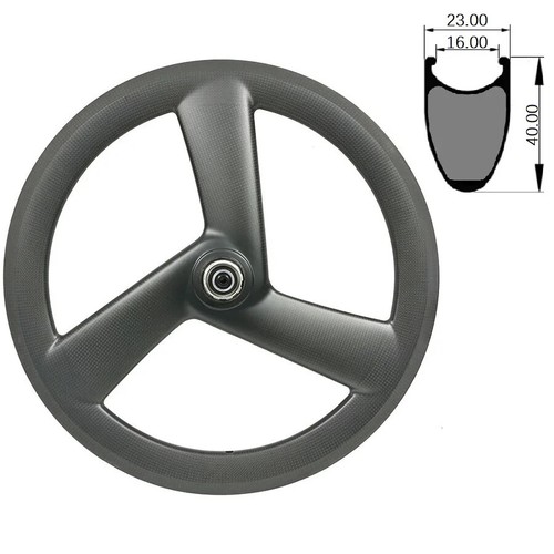 20in Folding Bike Carbon 3 Spokes Wheelset BMX Fixed Gear Clincher 23mmx40mm Rim - Picture 2 of 12