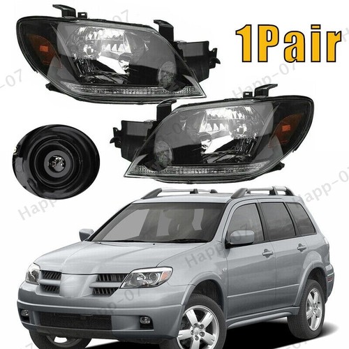 1 Pair Front Headlight Head Lamp For Mitsubishi Outlander 2003 2004 2005-2006 - Picture 7 of 8