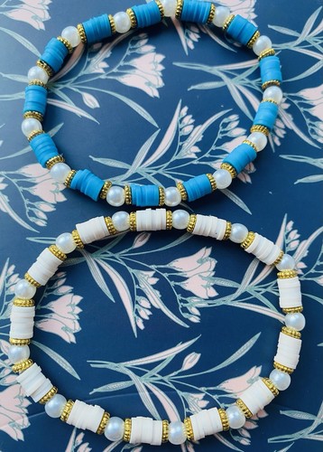 Handmade Clay Bead Bracelet - Duo pearl