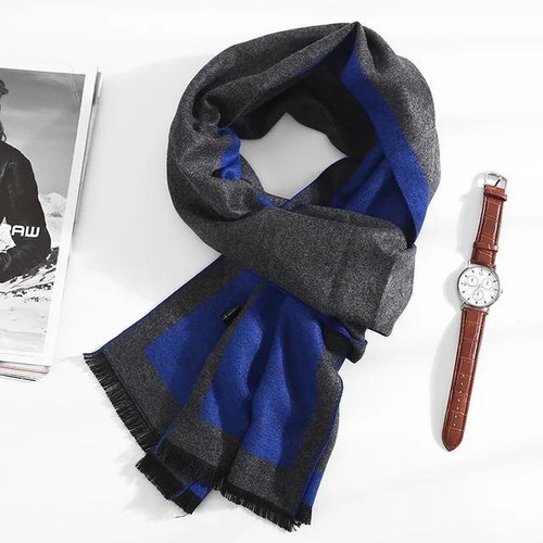 Bufandas De Hombres Elegante Para Invierno Cálido Tartán Moda De Lujo Negocios - Imagen 29 de 32